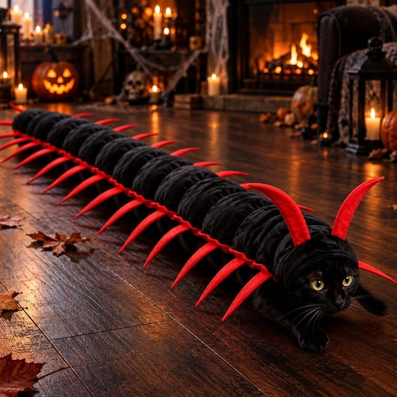 Centipede Cat Costume, 50-Inch 3D Halloween Pet Cosplay Outfit with Filled Multi-Leg Character, Adjustable Hook-and-Loop Closures for Parties, Photos, and Pet Events
