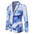 thumbnail image 2 of UVEASISHA Tie Dye Blazer Men Fashion One Button Dinner Party Jackets Wedding Stylish Tuxedo Casual Slim Fit Prom Suit Jacket Clearance Sales Today,Blue,L, 2 of 10