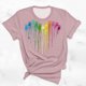 thumbnail image 3 of Camisetas de Manga Corta para las Mujeres Impresas Cuello Redondo Casual Camiseta, 95% Poliéster 5% Spandex Vintage Ligero Top para Diario, Fiesta Y Primavera, 3 of 5