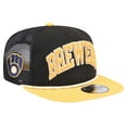 thumbnail image 3 of Men's New Era Black Milwaukee Brewers Throwback Meshback Golfer Hat, 3 of 6