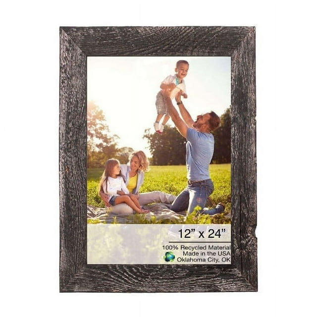 homeroots home decor 386509 12" x 24" Rustic Farmhouse Rustic Black Wood Frame