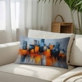 thumbnail image 3 of Blue Burnt Orange Throw Pillow Cover, Pillowcase Protectors with Zipper, Breathable Decorative Lumbar Pillow Case Cover, Modern Oil Painting Geometric Abstract Pillow Shams for Couch Sofa 12x20Inch, 3 of 8