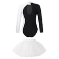 thumbnail image 2 of TiaoBug Kids Girls Figure Skating Ballet Dance Outfits Rhinestone Long Sleeve Leotard Tops with Tutu Skirt Set White 8, 2 of 7