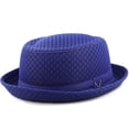 thumbnail image 3 of The Hat Depot Light Weight Classic Soft Cool Mesh Porkpie hat (L/XL, Royal), 3 of 3
