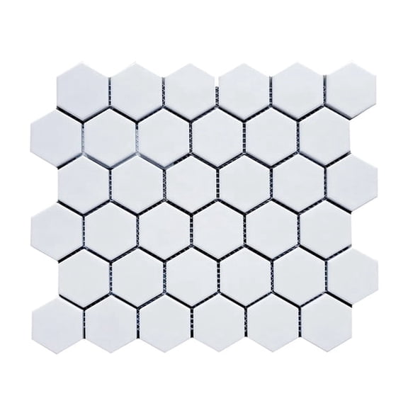 2-in Soft Gray Hexagon 13-in x 11-in Matte Porcelain Mosaic Floor and Wall Tile( 20 sq. ft. /Box )