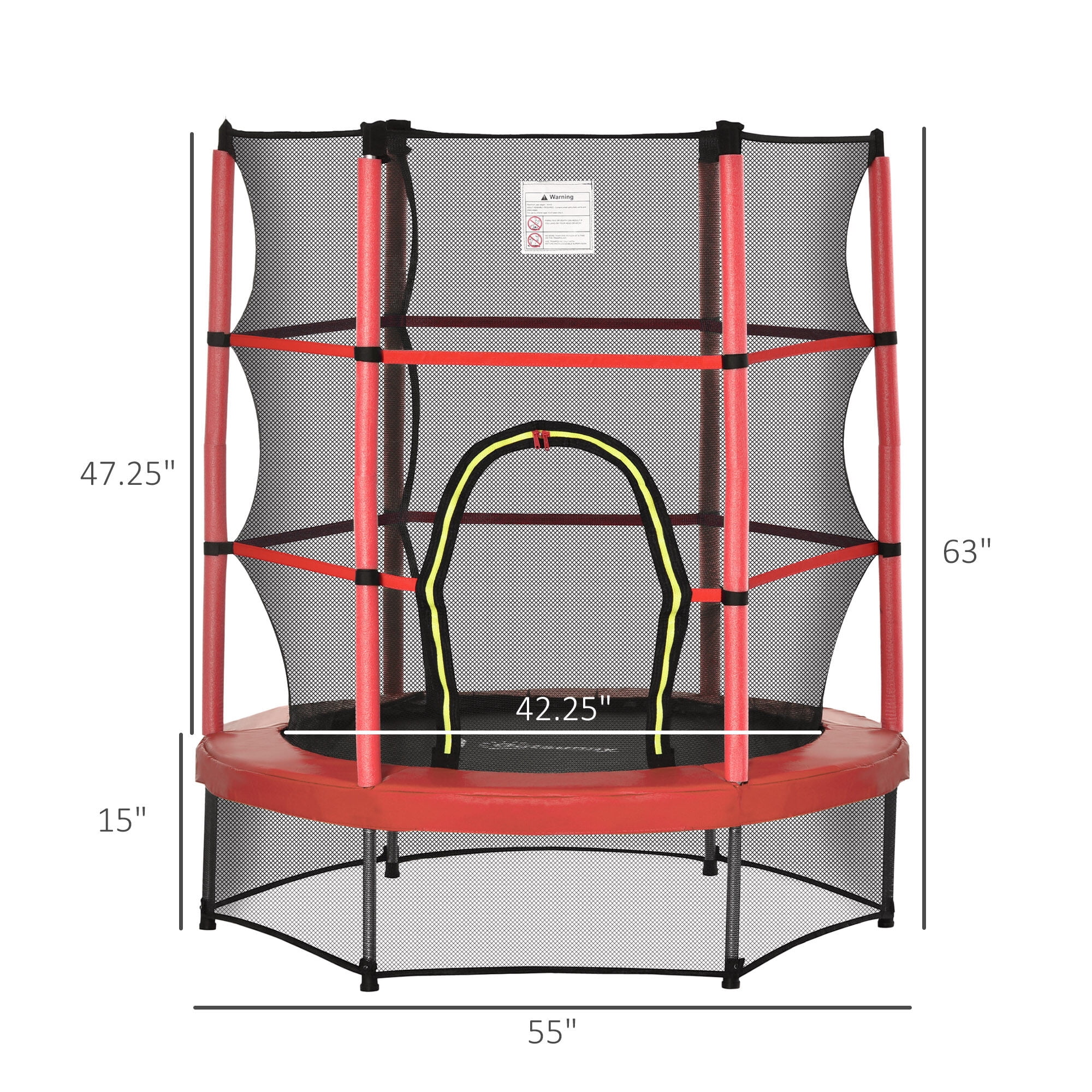 Kids Outdoor Toys, Φ5FT Kids Trampoline with Enclosure Net, Springless Design, Safety Pad and Steel Frame for Indoor Outdoor, Toddler Round Bouncer for Age 3 to 6 Years RED, Outdoor Play Equipment