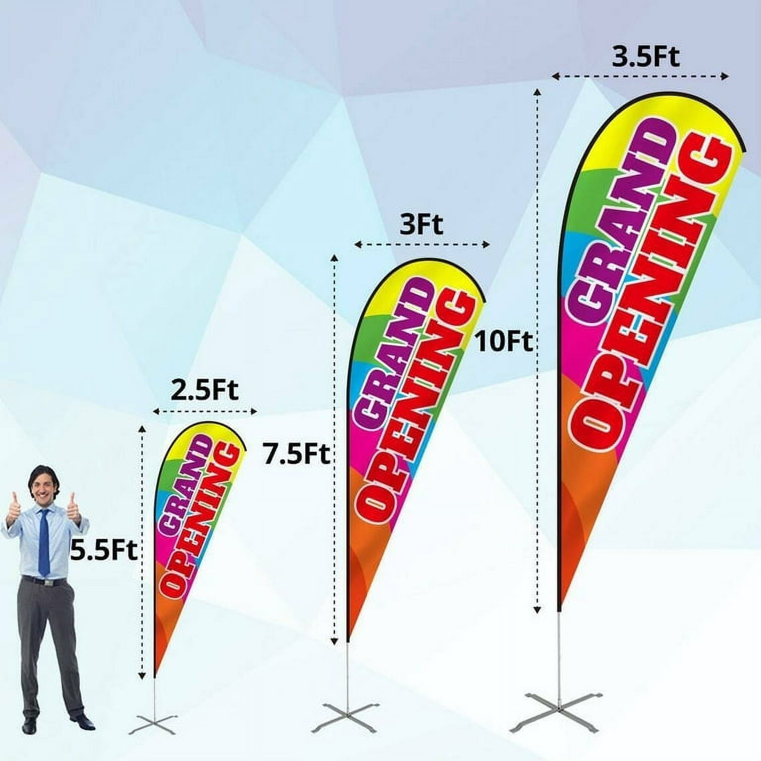 Anley 3 X 7.5 Ft Custom Advertising Teardrop Flag Double Sided - Print Your Own Logo/Design/Words - Indoor & Outdoor Commercial Banners Flags (Include Flagpole & Ground Spike)