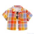 thumbnail image 2 of Fozruso Boys Summer Plaid Collared Shirt Short Sleeves Button-Down Shirts for Toddler and Kids, 2 of 6
