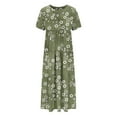 thumbnail image 5 of LOVZFMLL Summer Dresses for Women Short Sleeve A-Line Maxi Dresses Casual Floral Boho T-Shirt Dresses Flowy Beach Sundresses with Pockets Army Green A L, 5 of 5