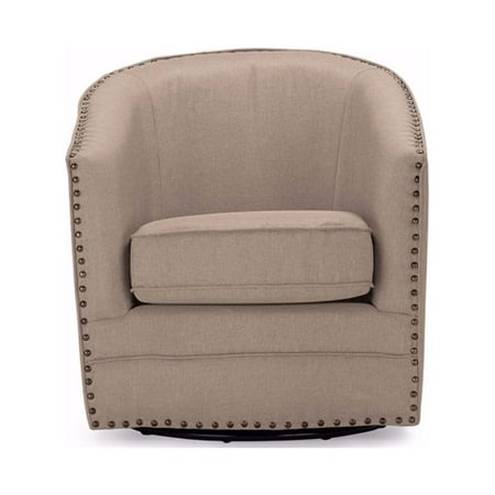 Porter Modern and Classic Retro Beige Fabric Upholstered Swivel Tub Chair