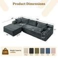 thumbnail image 2 of Lnsenfin 108" Oversized L-Shaped Sectional Sofa Modern Modular Cloud Couch with Deep Seating Upholstered Corduroy Sofa for Living Room Bedroom,No Assembly Required，Grey, 2 of 7