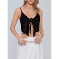 thumbnail image 3 of Coduop Women Tie Front Crop Top Y2k Spaghetti Strap Lace Tank Flowy Going Out Vest Tops Split Shirt, 3 of 9