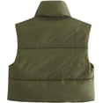 thumbnail image 3 of Women's Winter Cropped Puffer Vest Crop Jackets For Women Full Zip Stand Collar Padded Lightweight Outwear Vest, 3 of 11