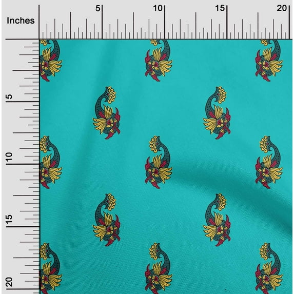 oneOone Organic Cotton Voile Fabric Floral Block Fabric Prints By Yard 42 Inch Wide