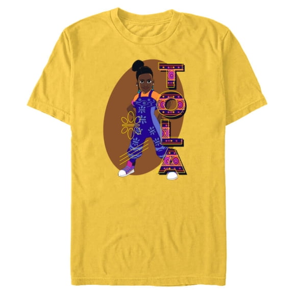 Disney Iwájú Animated Series Tola with Name Disney - Short Sleeve Blended T-Shirt for Adults - Customized-Yellow