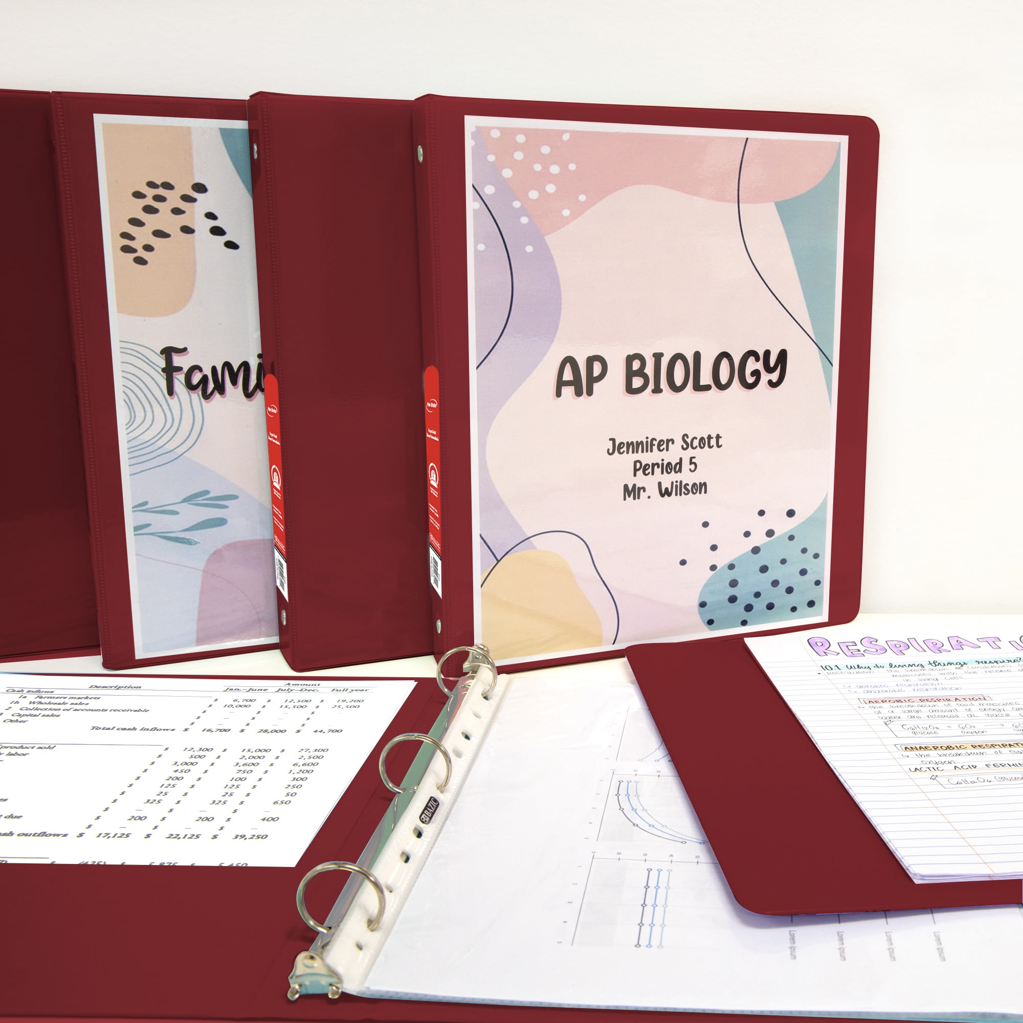 BAZIC 3 Ring Binder 1/2" Economy View Binders Burgundy, Hold 100 Sheets, 1-Count
