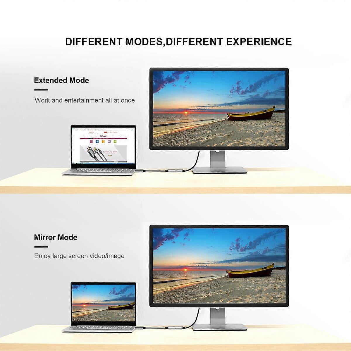 QGeeM HDMI single port to Mini DP converter adapter cable UHD 4K@30Hz plug and play, as shown in the picture, suitable for PC laptops