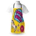 thumbnail image 4 of Chill Apron, Colorful Fun Design Magic Unicorn Speech Bubble Stars and Donut, Unisex Kitchen Bib with Adjustable Neck for Cooking Gardening, Adult Size, Mehrfarbig, by Ambesonne, 4 of 4