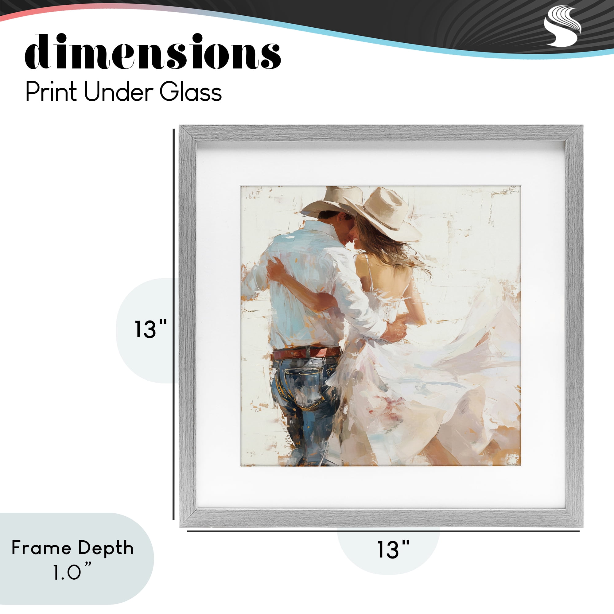Stupell Industries Cowgirl Romance Couple Gray Framed Print Under Glass, design by Tina LeCour