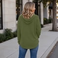 thumbnail image 6 of Sheghy Hoodies for Women Ladies Daily and Winter Long Sleeved V-neck Drawstring Knitted Loose Fitting Hooded Sweatshirt Hanging Sweatshirt Top Army Green S, 6 of 8