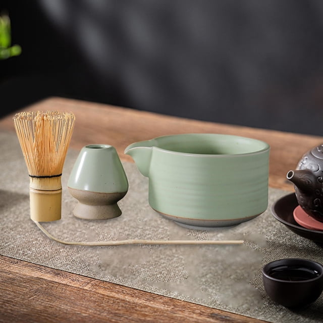 Juego de 4 batidores Matcha con accesorios y herramientas, juego completo de tazón de té ceremonial japonés para hacer té Verde BLESIY batidor de matcha