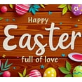thumbnail image 4 of Wooden Texture Easter Themed Banner with Colorful Eggs Bunny Ears and Floral Elements Background Decoration for Easter Party Photo Booth Decorations Happy Easter Celebrations, 4 of 8