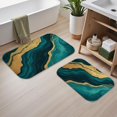 thumbnail image 2 of Green and Gold Marble Pattern Bath Mat Set Of 2,Non-Slip Rug for Bathroom,Kitchen,Bedroom,Entrance, 30x17 and 23.5x15.7 Inches, 2 of 5