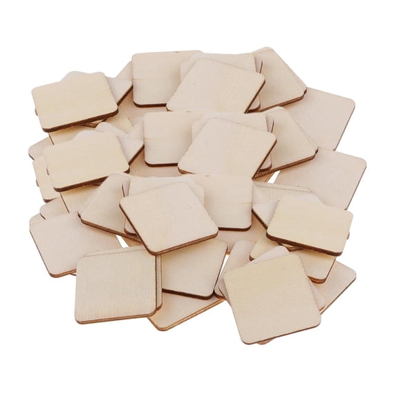 100 Pieces Square / Rectangle Shapes Blank Wood Pieces MDF Sheets For Crafts, Models & Wood Plaque Sign DIY Materials 34x34mm