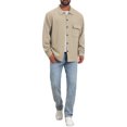 thumbnail image 2 of Men's Vintage Casual Button Down Chest Pocket Jacquard Knit Shirt Jacket S Khaki, 2 of 6