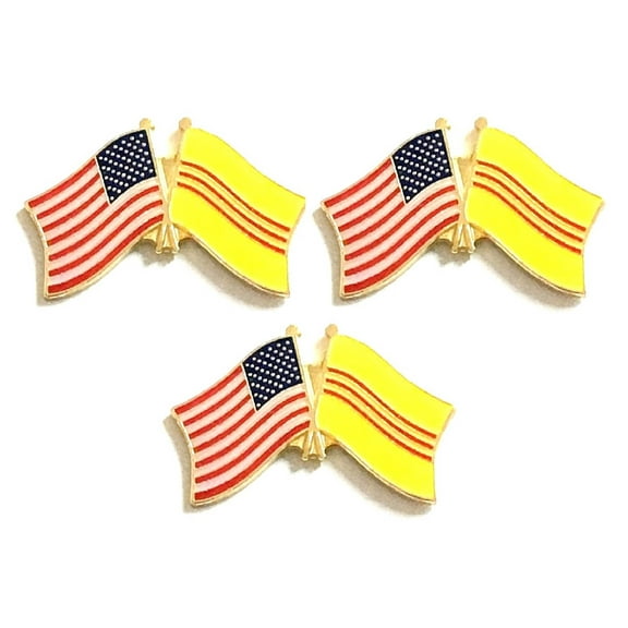 South Vietnam & US Crossed Double Flag Lapel Pins, Pack of 3
