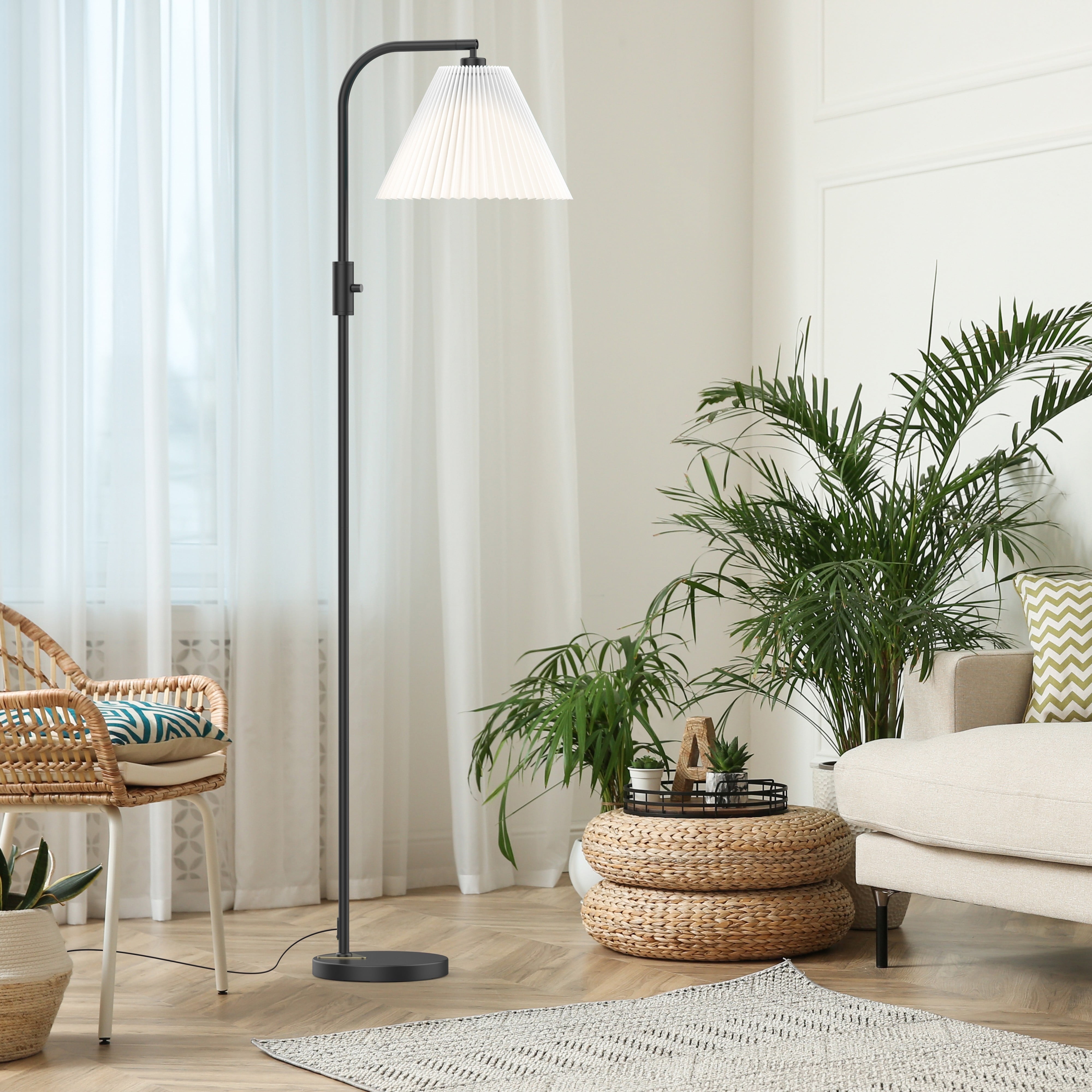 Jurulu Modern Standing Floor Lamp with Linen Shade