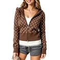 thumbnail image 2 of yillto Women's Zip up Hoodies Coat Casual Long Sleeve Hooded Cropped Drawstring Sweatshirts with Pockets, 2 of 6