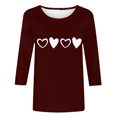 thumbnail image 4 of Plebaso Chemises à Manches 3/4 pour Femmes Mignonnes avec Cœur Hauts Amples Décontractés Blouses à Col Rond T-Shirts Imprimés, 4 of 4