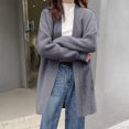 thumbnail image 2 of Lovskoo Long Cardigans for Women Trendy Loose and Cozy Solid Color Versatile Knitted Cardigan Long Sleeve Sweater Jacket Gray, 2 of 8