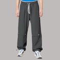 thumbnail image 3 of Pantalones largos informales de color liso para hombre - Ligeros - Poliéster - Primavera/verano - Corte holgado - Versátiles para el día a día, 3 of 8