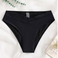 thumbnail image 4 of V Cut Bikini Bottoms for Women Full Coverage High Waisted Bathing Suit Swim Bottom Crossover V Front Swimwear (S, Black), 4 of 9