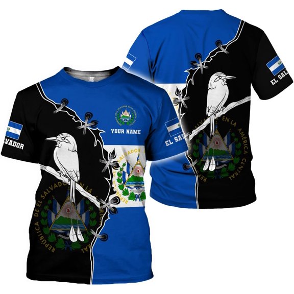 Personalized El Salvador Shirt Custom Camiseta de El Salvador Flag Shirt Men, Women Salvadorans Pride El Salvadoreña Tshirt (T-shirt, S)