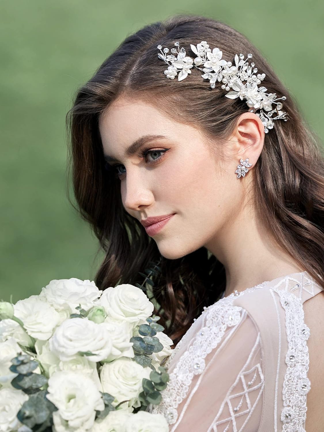 Wedding Hair Clip Comb Handmade Bridal Hair Accessories, Silver