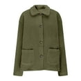 thumbnail image 5 of DHFJKG Women's Winter Teddy Jacket Windproof Button-Down Solid Color Long Sleeve Turndown Collar Fuzzy Coat With Pockets Thickened Versatile Outerwear, 5 of 6
