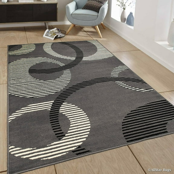 Allstar Grey Area Rug. Contemporary. Abstract. Traditional. Geometric. Formal. Shapes. Squares (7' 7" x 10' 6")