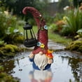 thumbnail image 4 of Solar Christmas Decorations, Resin Garden Gnome Light with Lantern Outdoor Patio Pathway Ground Lamp Holiday Ambiance Statue for Lawn Yard Grass Decor, 4 of 7