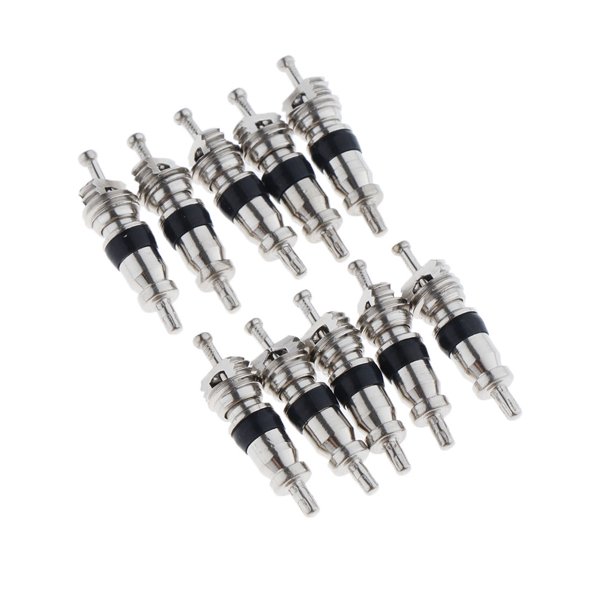 Vástago de válvula de neumático de repuesto de motocicleta 10 piezas plata + Plata + negro Sunnimix Neumático Núcleo del vástago de la válvula del neumático