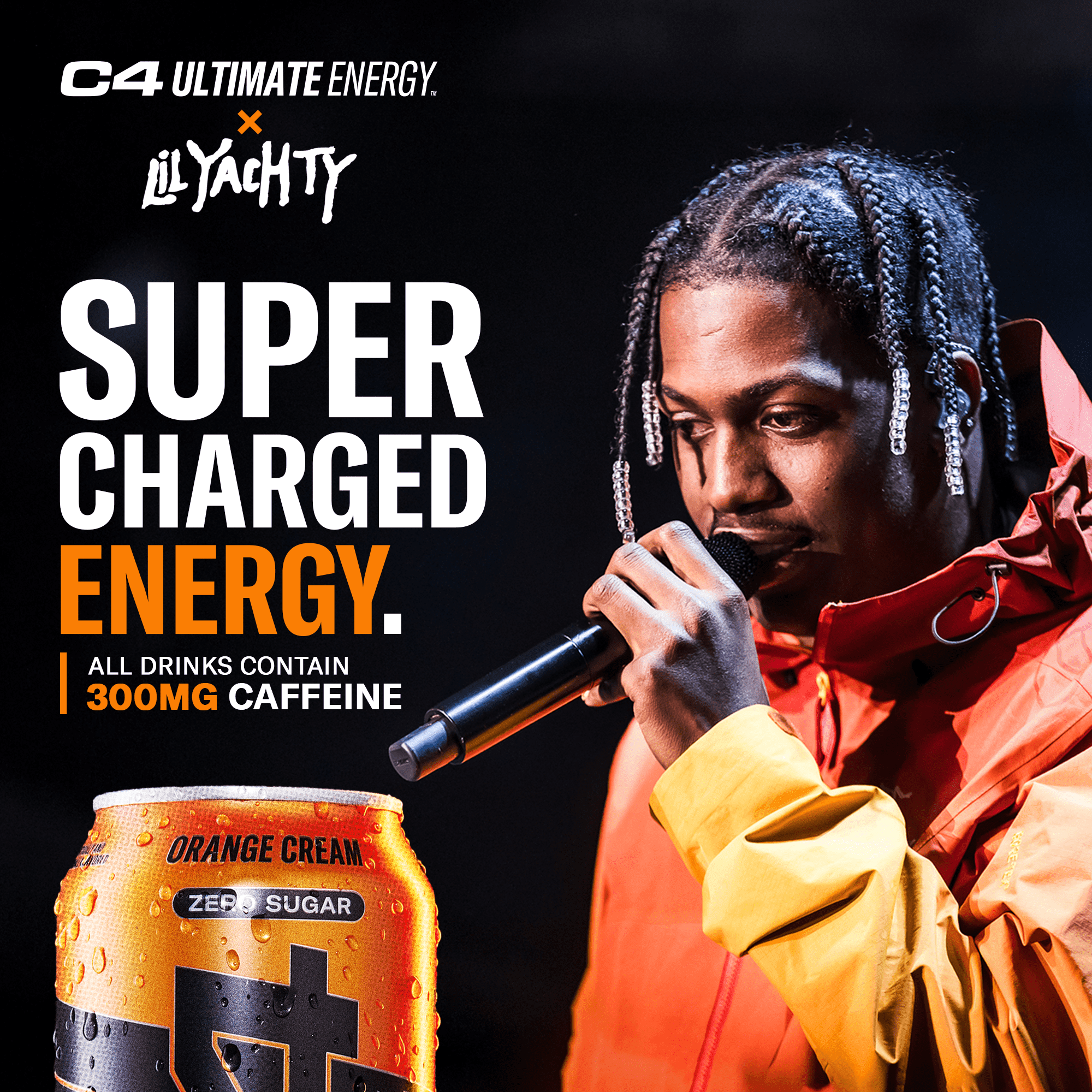C4U Ultimate Energy Orange Cream, 12 pack of 16oz Cans
