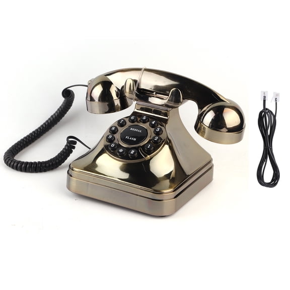WX-3011# Teléfono de bronce antiguo, teléfono fijo vintage, llamador de escritorio, oficina en casa
