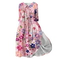 thumbnail image 2 of PuLe 【New】 Summer Short Sleeve Dress Women's Spring Summer Boho Floral Lapel Neck Button Casual A-Line Lace-Up Dress, 2 of 5