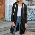 thumbnail image 5 of bbyeadc Black Long Hoodies for Women Oversized Zip Up Hoodie Women Casual Lightweight Long Tunic Sweatshirts Fashion Fleece Jacket Hooded Cardigan with Pockets, Black M, 5 of 7