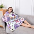 thumbnail image 5 of Oversized Wearable Blanket Hoodie,Purple Gothic Cat Crystal Pattern Sherpa Blanket Hoodie with Super Pockets,Super Warm Fuzzy Pullover for Women & Men, 5 of 6