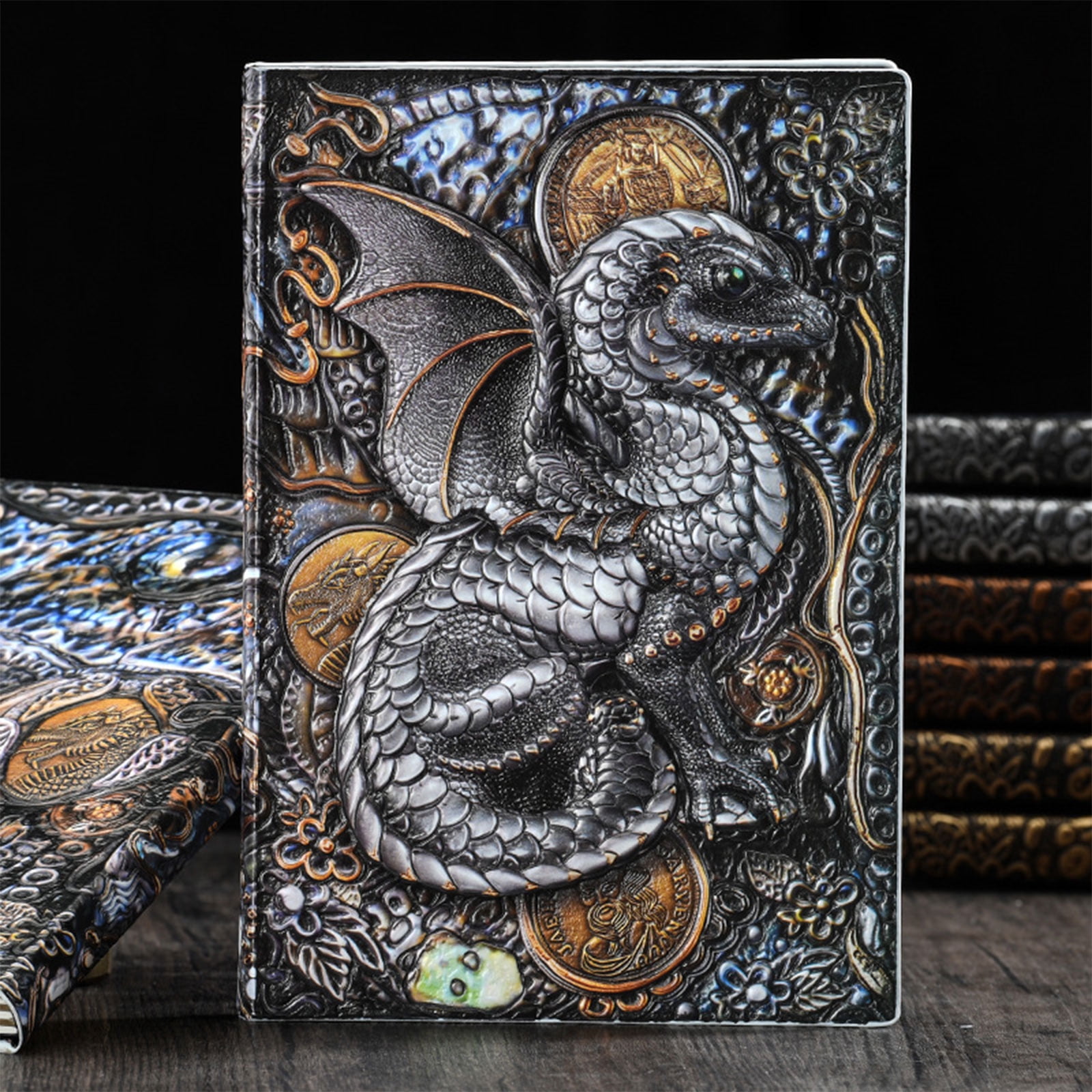 Vintage Embossed Notebook Hardcover PU Notepad for Office Women Men Gifts