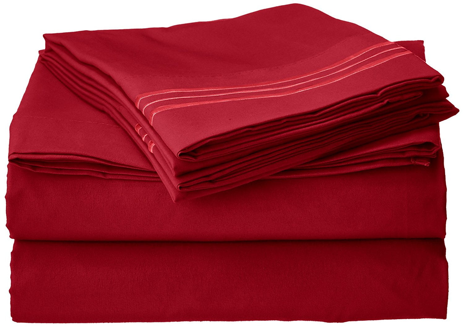 4 Piece 1500 Series Supreme Sheet Set, Queen, Burgundy ...