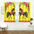 thumbnail image 2 of MKHERT Flowers and Horses Yellow Window Curtains Kitchen Curtain Room Bedroom Drapes Curtains 26x39 inch, 2 Piece, 2 of 3